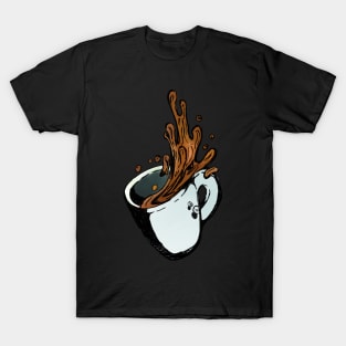 Coffee is spilling pattern  - black T-Shirt